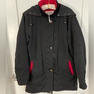 Tower By London Fog Vintage Black and Red Winter Rain Jacket Reversible Small